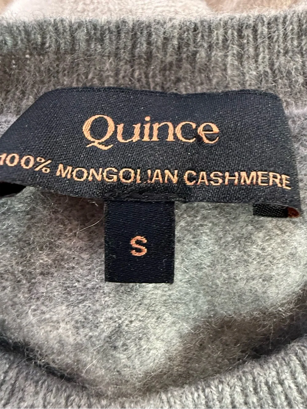 Quince 100% Mongolian Cashmere Short Sleeve Crewneck Sweater Gray Small